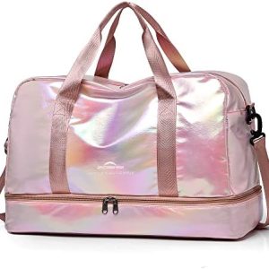 Ziosinm Sporttasche Damenrediaktiv Glitzer Saunatasche (Rosa) Ziosinm 40L Reisetasche Damen Weekender Fitnesstasche (R