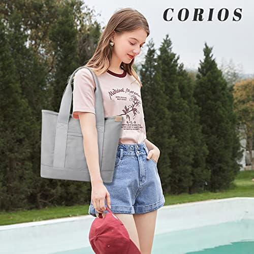 5115ah c tl. ac .jpg CORIOS Damen Tragetasche Große Kapazität Multifunktionale Schultertasche Casual Handtasche für Arbeit Schule Reise Weiß