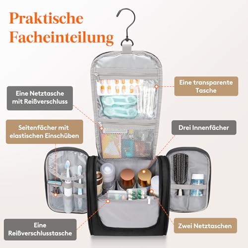 513swdqfql. ac .jpg Lifewit Große Kulturbeutel Herren Wasserdicht Reisetasche Kosmetikkosmetiktasche Fächer Schwarz RCSS 100