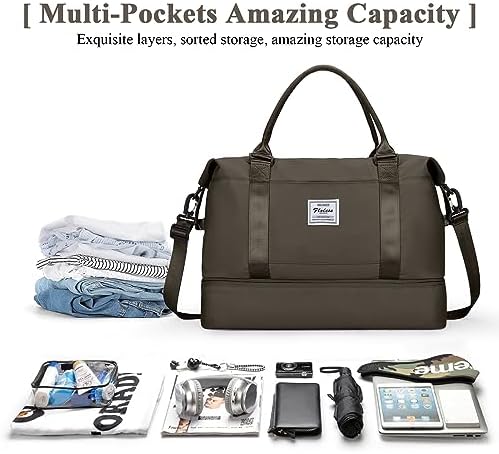 5157lpyvndl. ac .jpg SEAFEEWasserdatenschützende Reisetasche Damen Fitnesstasche A11-Beige Braun