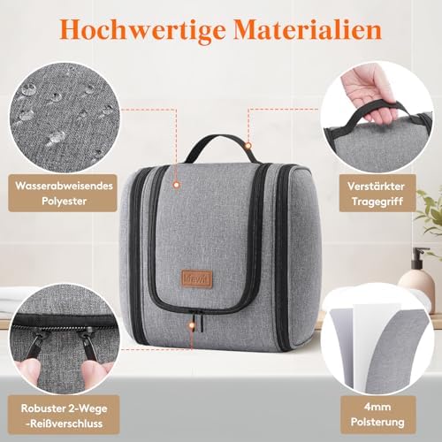 516ccty5gul. ac .jpg Lifewit Große Kulturbeutel Herren Wasserdicht Reisetasche Kosmetikkosmetiktasche Fächer Schwarz RCSS 100