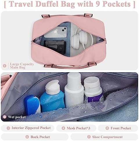 516knzr8ull. ac .jpg SEAFEEWasserdatenschützende Reisetasche Damen Fitnesstasche A11-Beige Braun