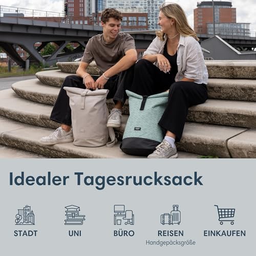 517hxnkva6l. ac .jpg LARKSON Janne Rolltop Rucksack - Mit Laptopfach für Damen & Herren -Uni, Arbeit, Reise & Fahrrad - Tagesrucksack, Mittel
