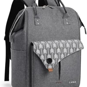 Lekesky Damen Anti Diebstahl Rucksack mit Laptopfach & 15.6 Zoll Laptop, Arbeitsrucksack Schultasche & Tagepack, Grau L