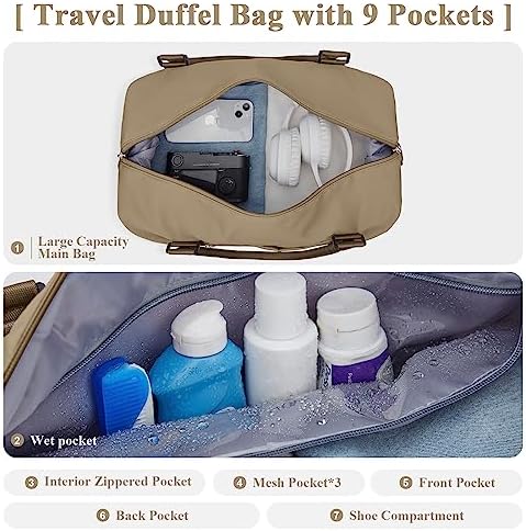 51a5zu6mzzl. ac .jpg SEAFEEWasserdatenschützende Reisetasche Damen Fitnesstasche A11-Beige Braun