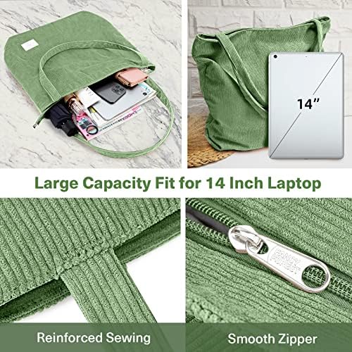 51a6hltierl. ac .jpg KALIDI cord Tasche Damen Groß Shopper Tasche mit Reißverschluss für Arbeit und Büro