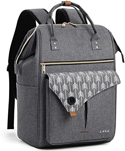 51aynacfml. ac .jpg Lekesky Damen Anti Diebstahl Rucksack mit Laptopfach & 15.6 Zoll Laptop, Arbeitsrucksack Schultasche & Tagepack, Grau L