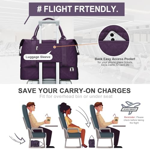 51bqeektoll. ac .jpg SEAFEEWasserdatenschützende Reisetasche Damen Fitnesstasche A11-Beige Braun