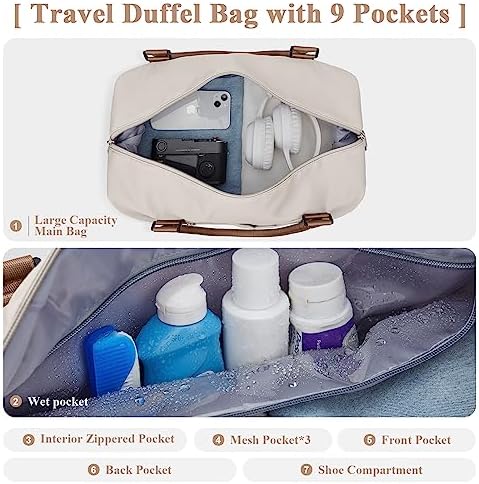 51cjxxhh09l. ac .jpg SEAFEEWasserdatenschützende Reisetasche Damen Fitnesstasche A11-Beige Braun