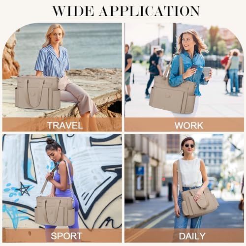 51djwsyu8ml. ac .jpg TEUEN Handtasche Damen Mittelgroß Leichte Henkeltaschen für Arbeit Reisen mit Reißverschluss Einkaufen Schule Shopper Cr