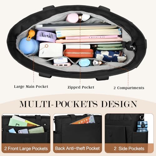 51gcsln2wpl. ac .jpg TEUEN Handtasche Damen Mittelgroß Leichte Henkeltaschen für Arbeit Reisen mit Reißverschluss Einkaufen Schule Shopper Cr