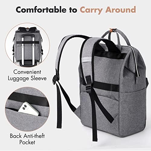 51gmoaomoel. ac .jpg Lekesky Damen Anti Diebstahl Rucksack mit Laptopfach & 15.6 Zoll Laptop, Arbeitsrucksack Schultasche & Tagepack, Grau L