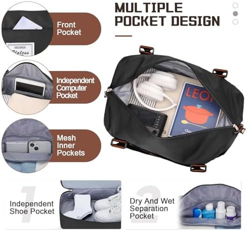 51h1bekwm2l. ac .jpg SEAFEEWasserdatenschützende Reisetasche Damen Fitnesstasche A11-Beige Braun