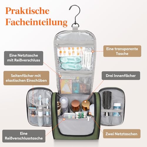 51hwtf9ytkl. ac .jpg Lifewit Große Kulturbeutel Herren Wasserdicht Reisetasche Kosmetikkosmetiktasche Fächer Schwarz RCSS 100