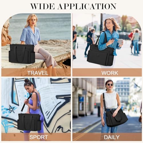 51igogqdvzl. ac .jpg TEUEN Handtasche Damen Mittelgroß Leichte Henkeltaschen für Arbeit Reisen mit Reißverschluss Einkaufen Schule Shopper Cr