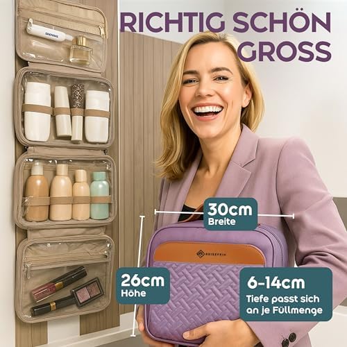 51iylxwolfl. ac .jpg Reisefein Kulturtasche Damen Groß – 3-in-1 Kulturbeutel zum Aufhängen – Praktische Kosmetiktasche für Reise & Ordnung