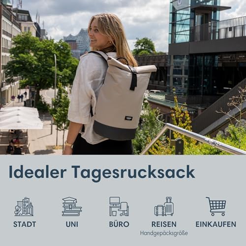 51jghyppc9l. ac .jpg LARKSON Janne Rolltop Rucksack - Mit Laptopfach für Damen & Herren -Uni, Arbeit, Reise & Fahrrad - Tagesrucksack, Mittel