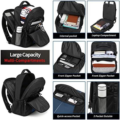 51rovmmyr7l. ac .jpg PUSLOM Extra Großer Wasserdichter Rucksack für Männer 55L Laptop Tasche mit USB Ladeanschluss Business Reisen Schwarz