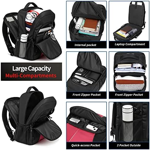 51txnd5szql. ac .jpg PUSLOM Extra Großer Wasserdichter Rucksack für Männer 55L Laptop Tasche mit USB Ladeanschluss Business Reisen Schwarz