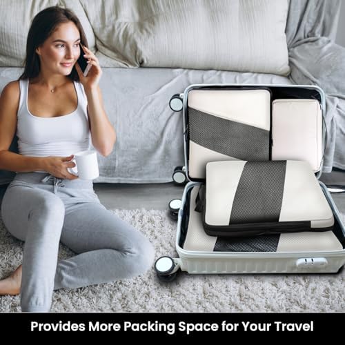 51tymjdkll. ac .jpg Carttiya Koffer Organizer Kompression Set für Reisende, Compression Packing Cube, Komprimierbare Packwürfel zur Organisa