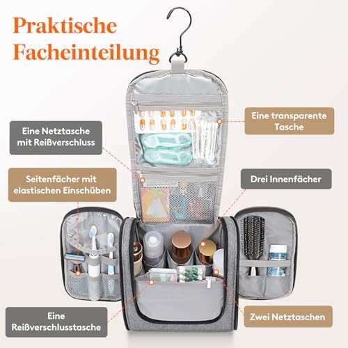 51vlhkivpl. ac .jpg Lifewit Große Kulturbeutel Herren Wasserdicht Reisetasche Kosmetikkosmetiktasche Fächer Schwarz RCSS 100