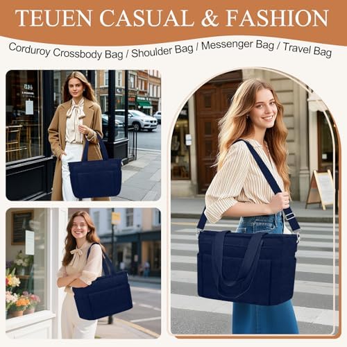 51wsqaalb4l. ac .jpg TEUEN Handtasche Damen Mittelgroß Leichte Henkeltaschen für Arbeit Reisen mit Reißverschluss Einkaufen Schule Shopper Cr