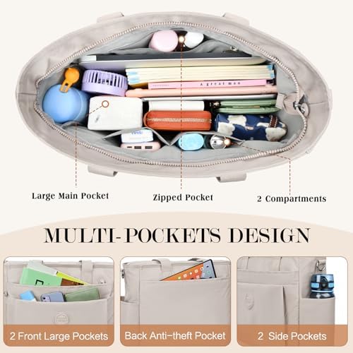 51yz6yi2y7l. ac .jpg TEUEN Handtasche Damen Mittelgroß Leichte Henkeltaschen für Arbeit Reisen mit Reißverschluss Einkaufen Schule Shopper Cr