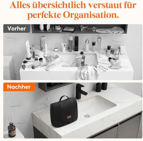 51z3orv4ujl. ac .jpg Lifewit Große Kulturbeutel Herren Wasserdicht Reisetasche Kosmetikkosmetiktasche Fächer Schwarz RCSS 100