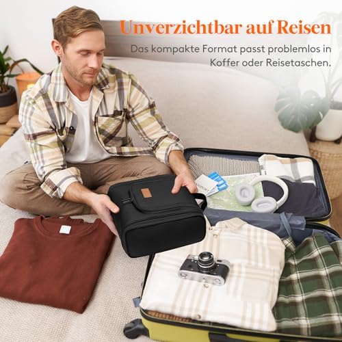 51zo1ht cel. ac .jpg Lifewit Große Kulturbeutel Herren Wasserdicht Reisetasche Kosmetikkosmetiktasche Fächer Schwarz RCSS 100
