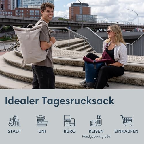 51zyxlae2l. ac .jpg LARKSON Janne Rolltop Rucksack - Mit Laptopfach für Damen & Herren -Uni, Arbeit, Reise & Fahrrad - Tagesrucksack, Mittel