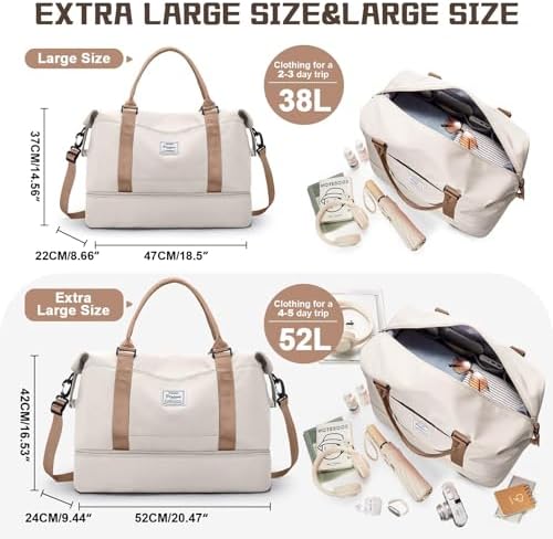 51af1e2hxsl. ac .jpg SEAFEEWasserdatenschützende Reisetasche Damen Fitnesstasche A11-Beige Braun