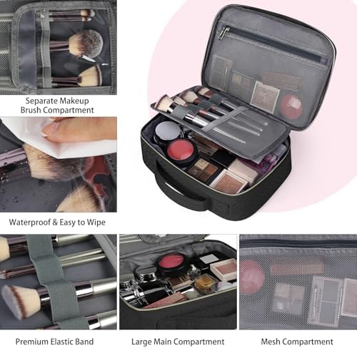 51algavkvl. ac .jpg IGOLUMON Kulturtasche Damen zum Aufhängen Schwarz - wasserdicht - Große Make-up-Tasche für Reise - Kosmetiktasche - 2 St