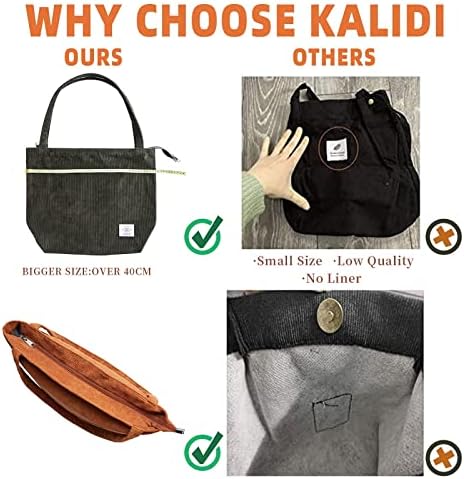 51b00hhxwvl. ac .jpg KALIDI cord Tasche Damen Groß Shopper Tasche mit Reißverschluss für Arbeit und Büro