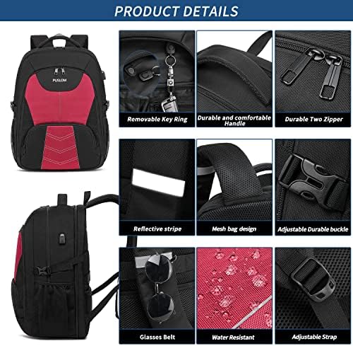 51eazzbahrl. ac .jpg PUSLOM Extra Großer Wasserdichter Rucksack für Männer 55L Laptop Tasche mit USB Ladeanschluss Business Reisen Schwarz