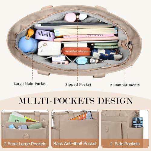 51evm7koq1l. ac .jpg TEUEN Handtasche Damen Mittelgroß Leichte Henkeltaschen für Arbeit Reisen mit Reißverschluss Einkaufen Schule Shopper Cr