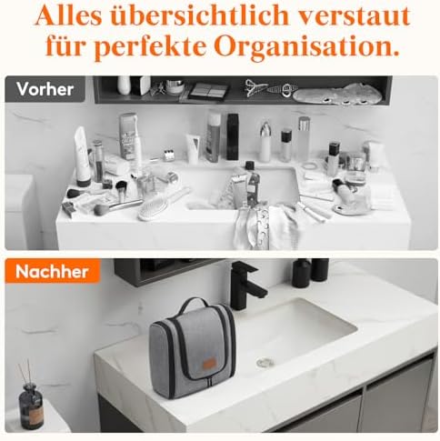 51foa7yc3l. ac .jpg Lifewit Große Kulturbeutel Herren Wasserdicht Reisetasche Kosmetikkosmetiktasche Fächer Schwarz RCSS 100