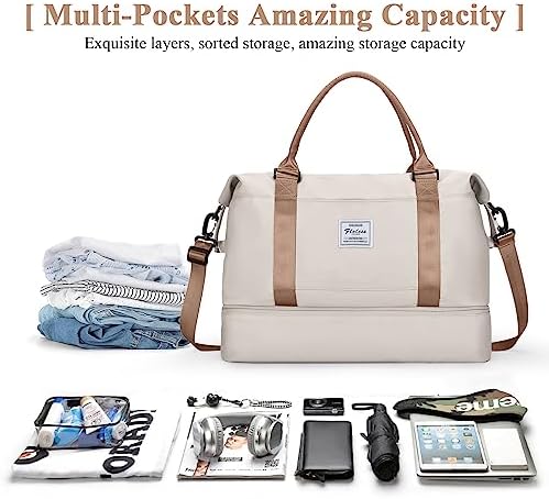 51g2uwe3dyl. ac .jpg SEAFEEWasserdatenschützende Reisetasche Damen Fitnesstasche A11-Beige Braun