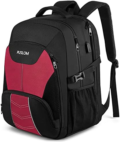 51gioujar7l. ac .jpg PUSLOM Extra Großer Wasserdichter Rucksack für Männer 55L Laptop Tasche mit USB Ladeanschluss Business Reisen Schwarz