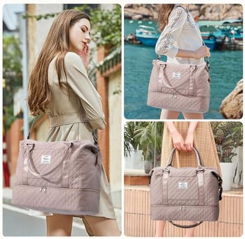 51jupwcrcl. ac .jpg SEAFEEWasserdatenschützende Reisetasche Damen Fitnesstasche A11-Beige Braun