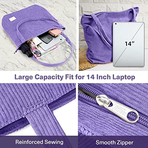 51ksxfw4upl. ac .jpg KALIDI cord Tasche Damen Groß Shopper Tasche mit Reißverschluss für Arbeit und Büro