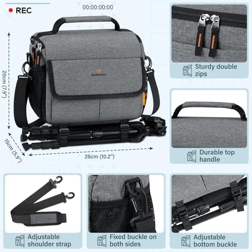 51msdr3sk5l. ac .jpg RAINSMORE DSLR/SLR Fototasche Wasserabweisend Stoßfeste mit Regenschutz-Hülle und Verstellbarem Gurt für Fotografen bei