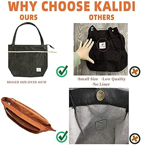 51nf0j0nhul. ac .jpg KALIDI cord Tasche Damen Groß Shopper Tasche mit Reißverschluss für Arbeit und Büro
