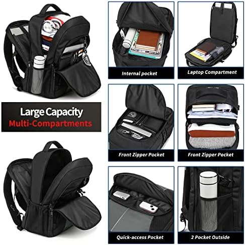 51nn44oqw6l. ac .jpg PUSLOM Extra Großer Wasserdichter Rucksack für Männer 55L Laptop Tasche mit USB Ladeanschluss Business Reisen Schwarz