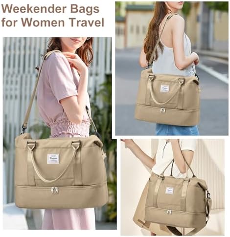 51oijlphq l. ac .jpg SEAFEEWasserdatenschützende Reisetasche Damen Fitnesstasche A11-Beige Braun