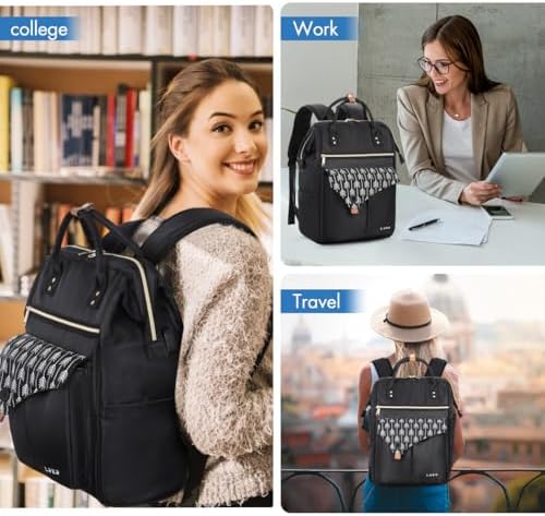 51of3zbrwnl. ac .jpg Lekesky Damen Anti Diebstahl Rucksack mit Laptopfach & 15.6 Zoll Laptop, Arbeitsrucksack Schultasche & Tagepack, Grau L