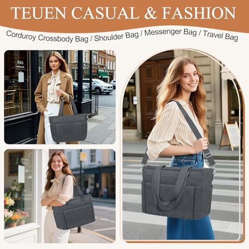 51prbe8j4gl. ac .jpg TEUEN Handtasche Damen Mittelgroß Leichte Henkeltaschen für Arbeit Reisen mit Reißverschluss Einkaufen Schule Shopper Cr