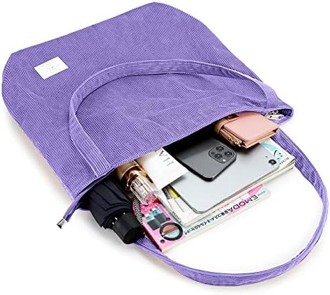 51qi9q8yq1l. ac .jpg KALIDI cord Tasche Damen Groß Shopper Tasche mit Reißverschluss für Arbeit und Büro