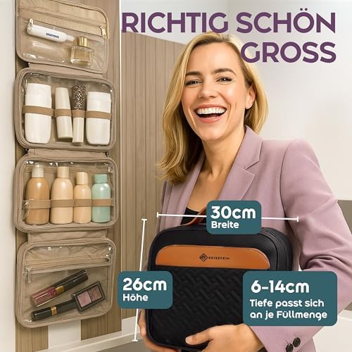 51qpq4i4ldl. ac .jpg Reisefein Kulturtasche Damen Groß – 3-in-1 Kulturbeutel zum Aufhängen – Praktische Kosmetiktasche für Reise & Ordnung