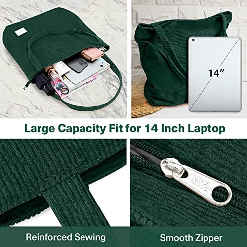 51qz5fmfaul. ac .jpg KALIDI cord Tasche Damen Groß Shopper Tasche mit Reißverschluss für Arbeit und Büro