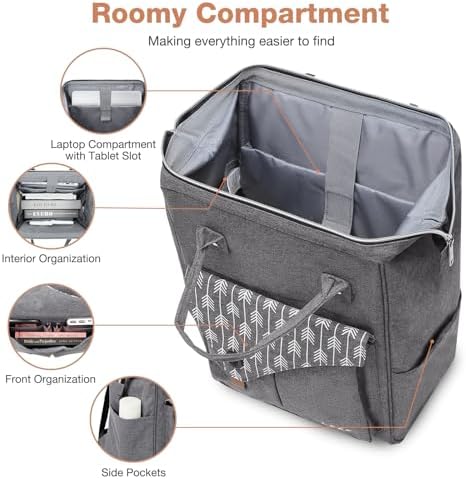 51sz4mwv8kl. ac .jpg Lekesky Damen Anti Diebstahl Rucksack mit Laptopfach & 15.6 Zoll Laptop, Arbeitsrucksack Schultasche & Tagepack, Grau L